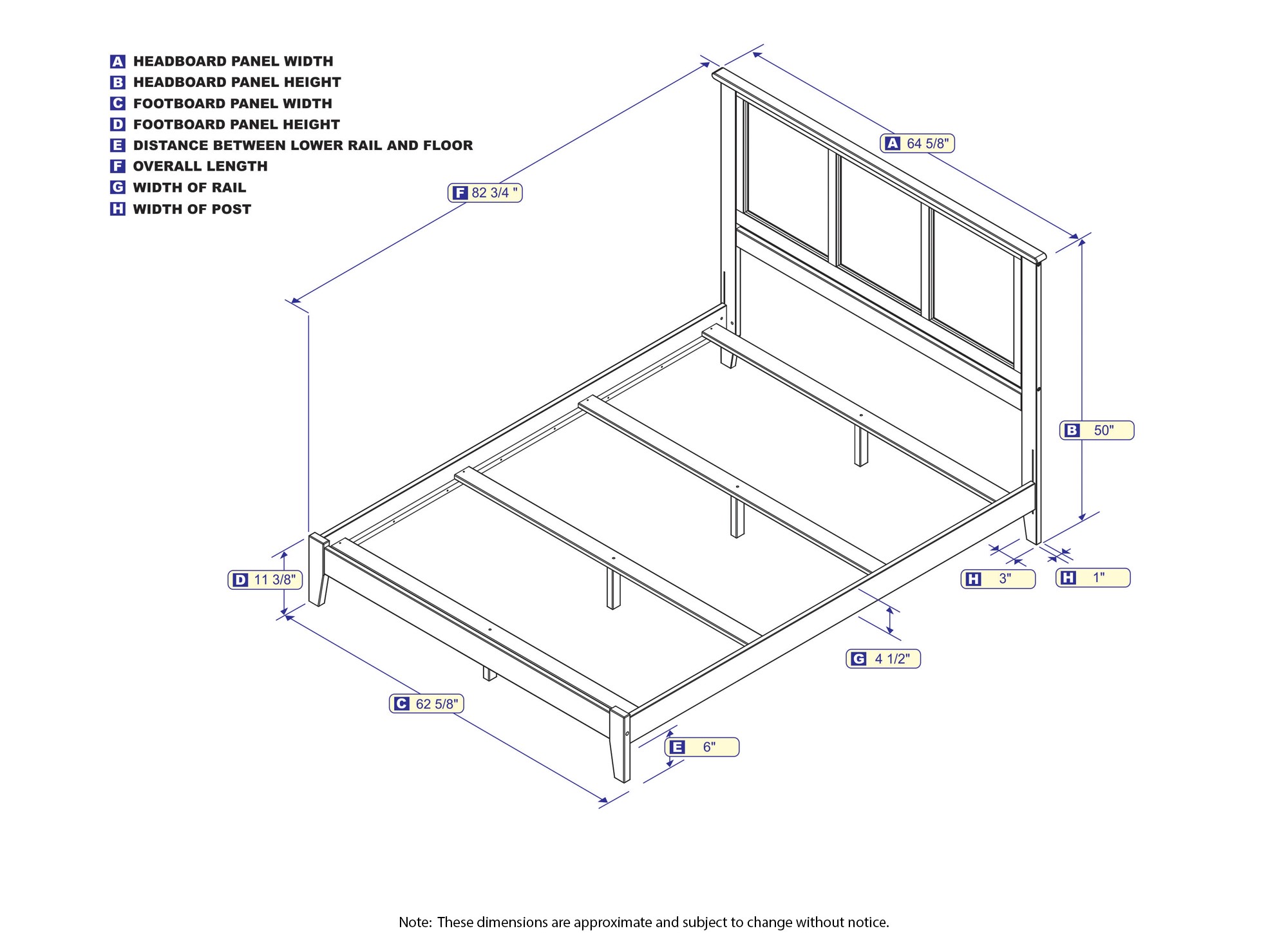 AFI Madison Queen Solid Wood Traditional Bed with Panel Headboard in Walnut