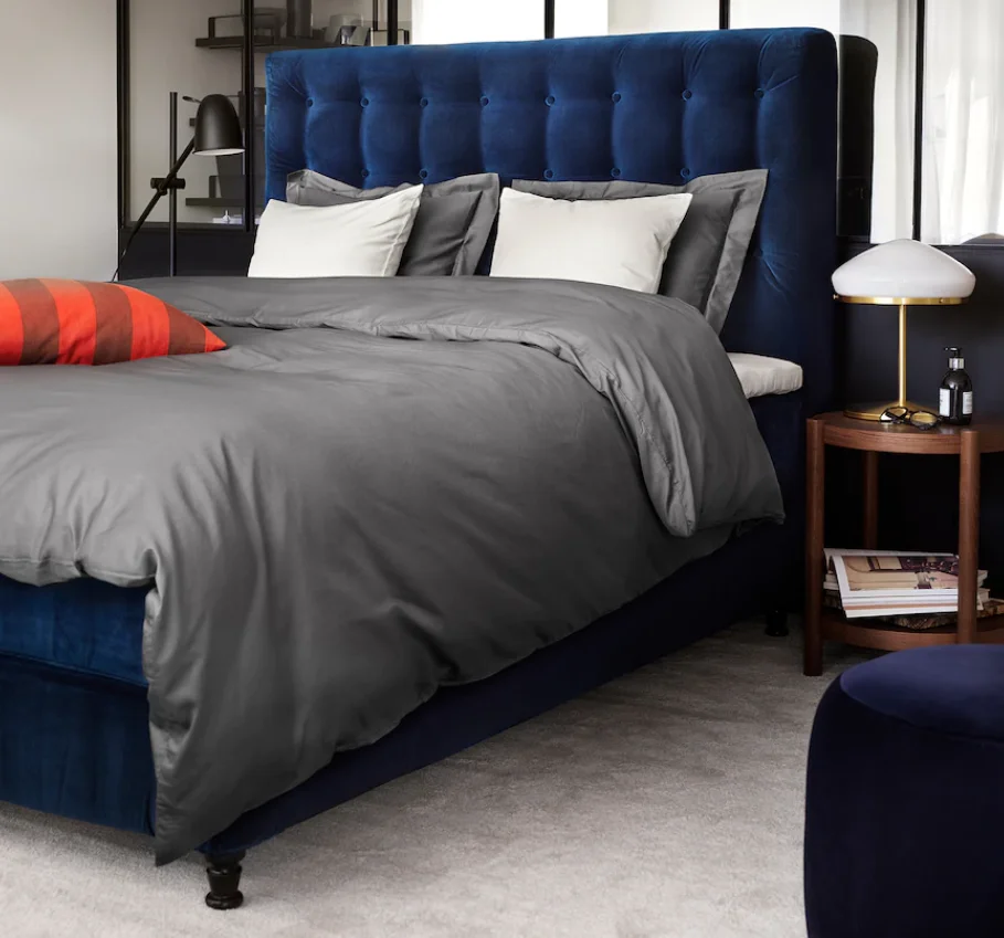 LUKTJASMIN Duvet cover and pillowcase(s) dark gray Full/Queen (Double/Queen)