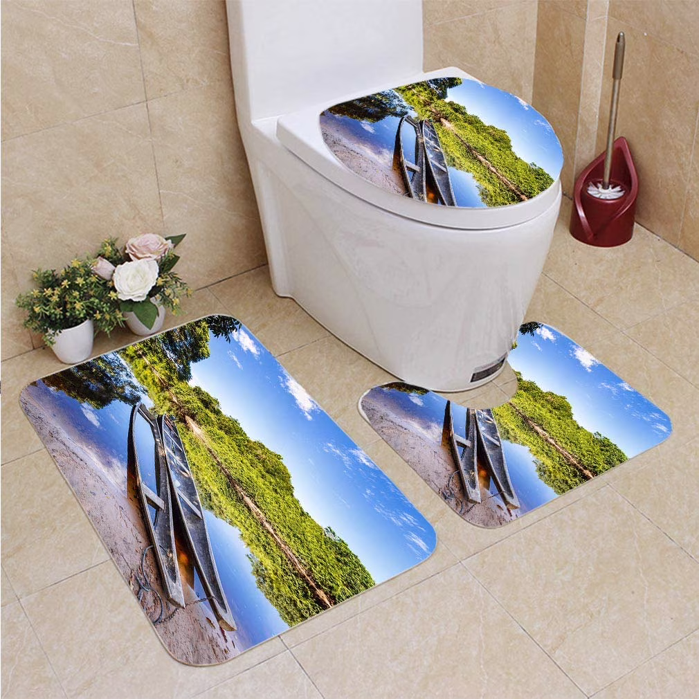 CHAPLLE Indigenous Canoes a River in Amazon Venezuela 3 Piece Bathroom Rugs Set Bath Rug Contour Mat and Toilet Lid Cover