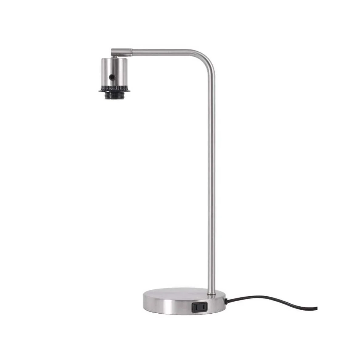 Modern Better Homes & Gardens Brushed Nickel Desk Lamp with Fabric Shade and AC Outlet, All Ages