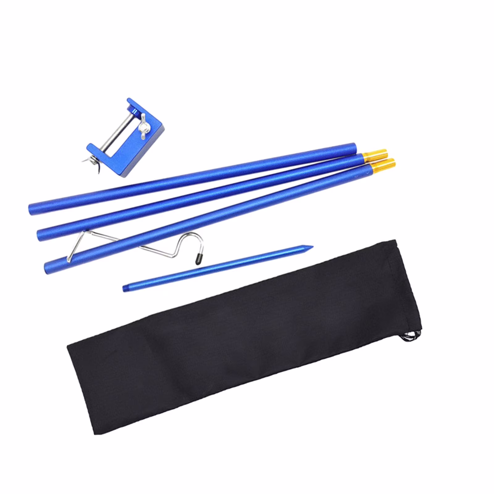 kesoto Camping Lamp Pole Camp Light Stand Aluminum Alloy Foldable Light Hanging Pole Lamp Stand Hook for Fishing BBQ Camping Outdoor Blue
