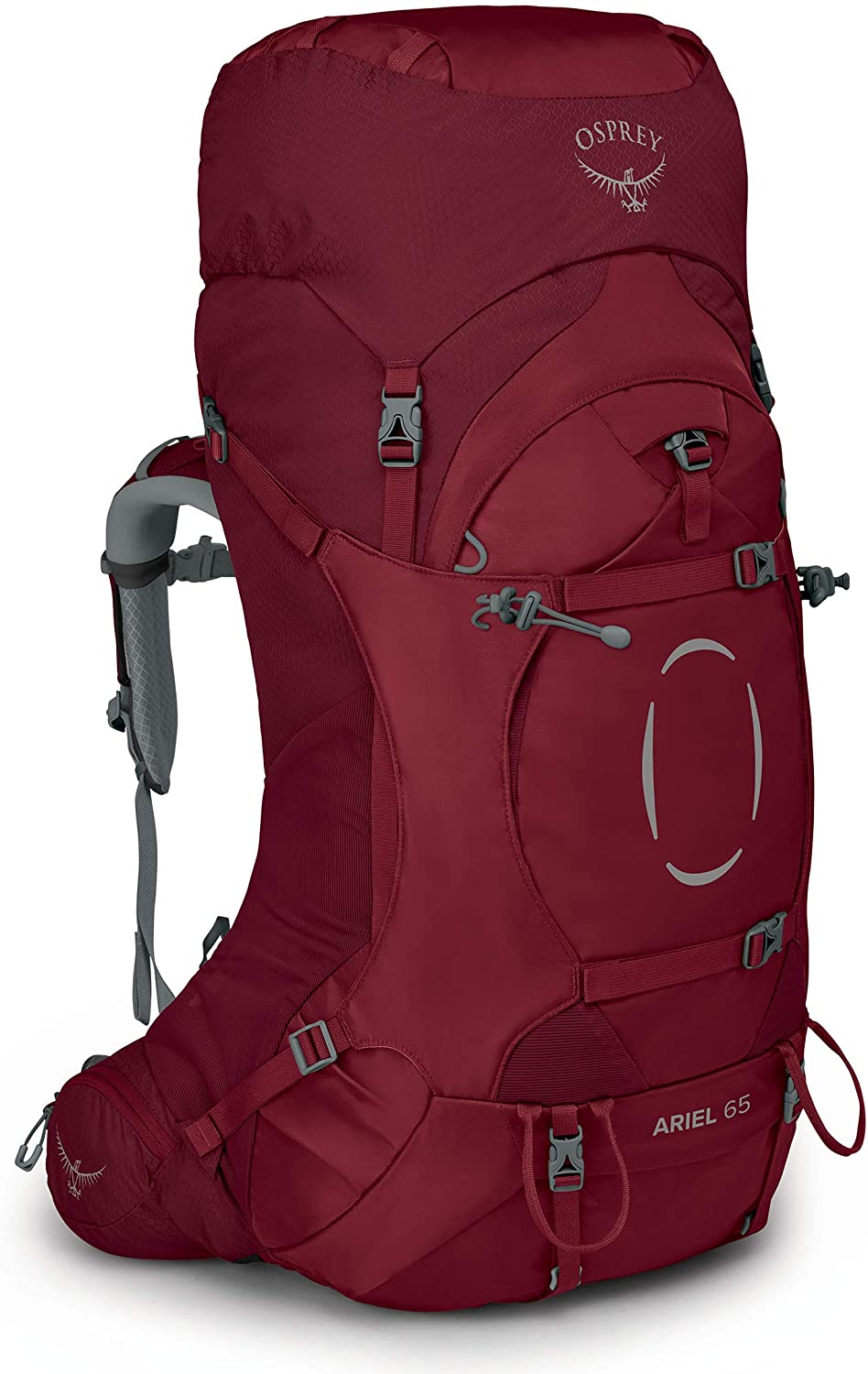LIHONG 65L Women's Backpacking Backpack, Claret Red, WXS/S