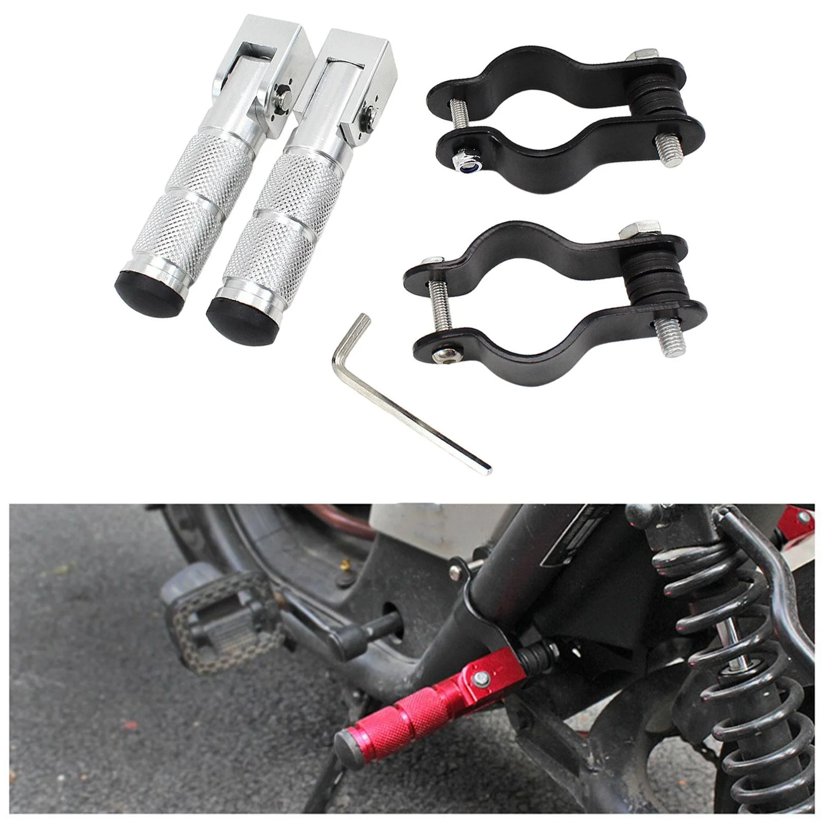 Stylish Universal Foot Pegs Folding Non-Slip Footpeg with Brackets Bicycles