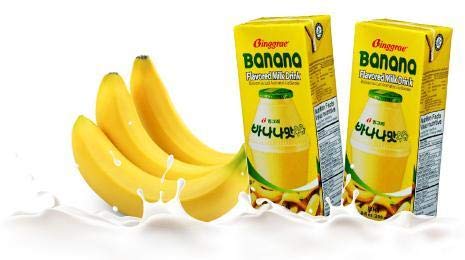 Biggrae Flavored Milk Series; Banana, Strawberry, Melon & Mix; Each Pack 200ml, 6.8 Fl oz; 빙그레 우유(바나나, 딸기, 멜론) (Banana, 12 Packs)