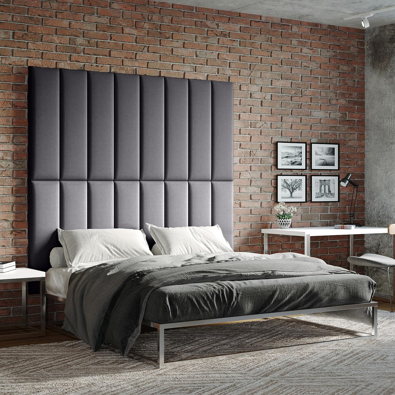 Panelist Modern Padded Headboard – Set Of 4 Wall Mounted Panels (Each 11.25