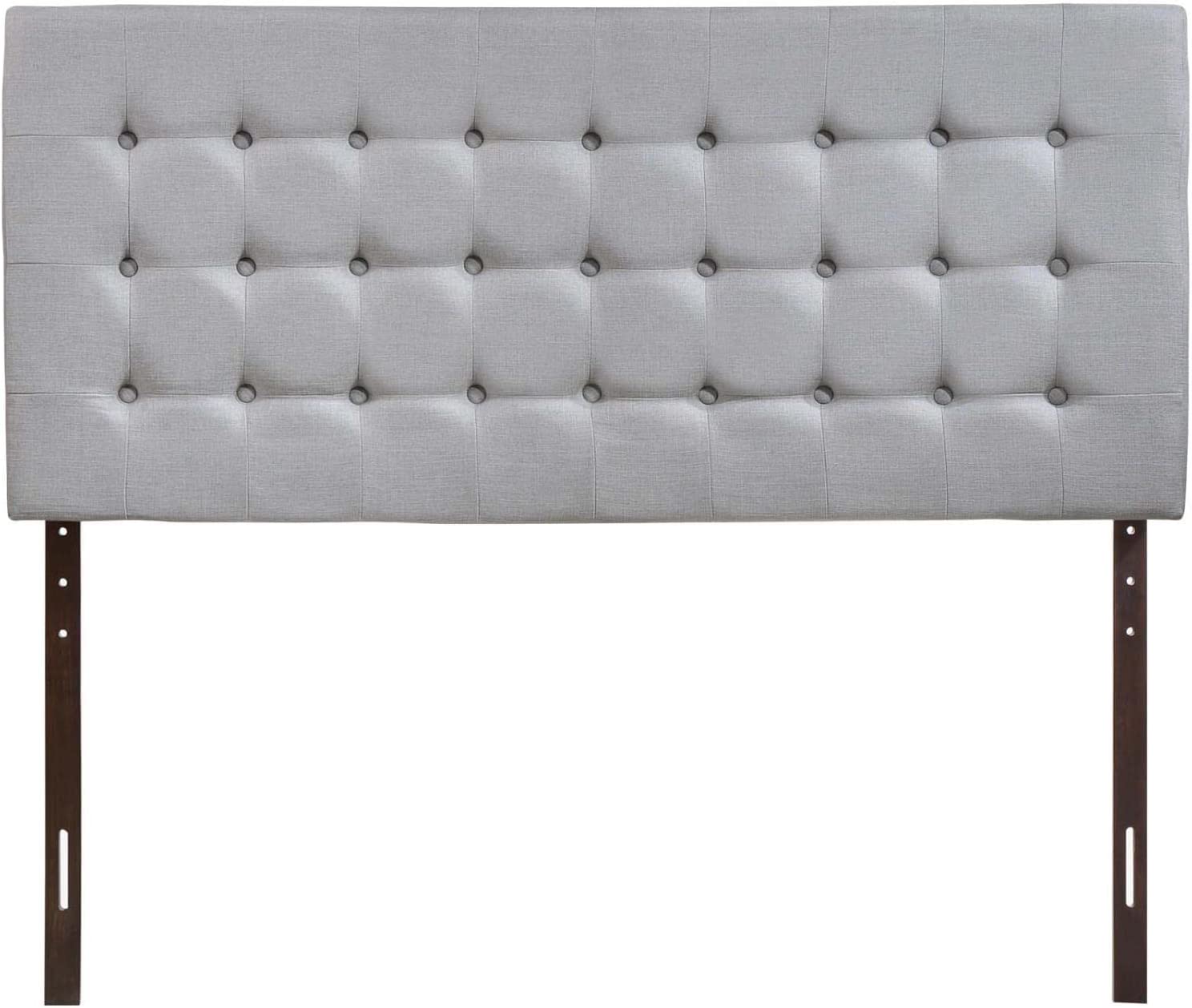 Tinble Tufted Button Linen Fabric Upholstered Queen Headboard In Gray