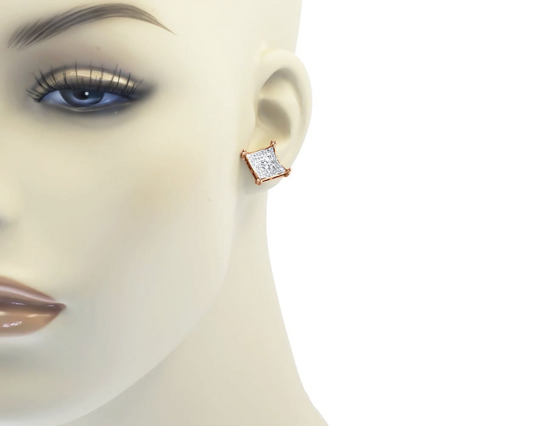 10k Rose Gold Mens Ladies 13mm Round Pave Diamond Kite Stud Earrings 0.75 Ct