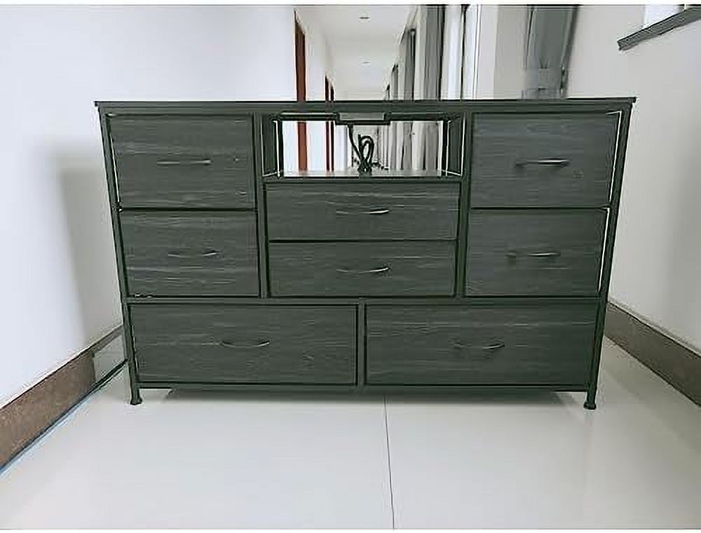 RUNFAYBIU Dresser TV Stand for 55'' TV Long Dresser with 8 Drawers Power Outlet and RGB LED Dresser Organizer for Bedroom Living Room Sturdy Frame  Wood Top 47.4" Wx 29.7"