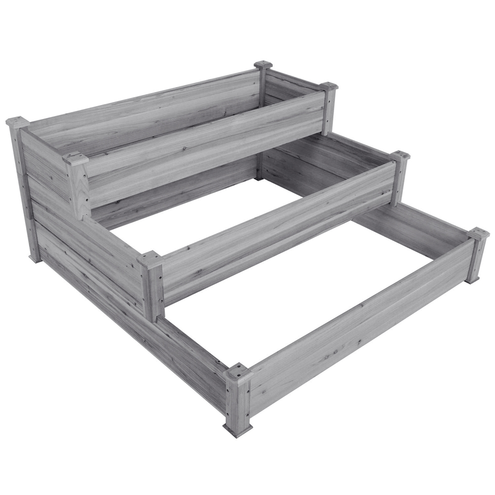 Yaheetech 3 Tier Raised Garden Bed Elevated Planter,Gray