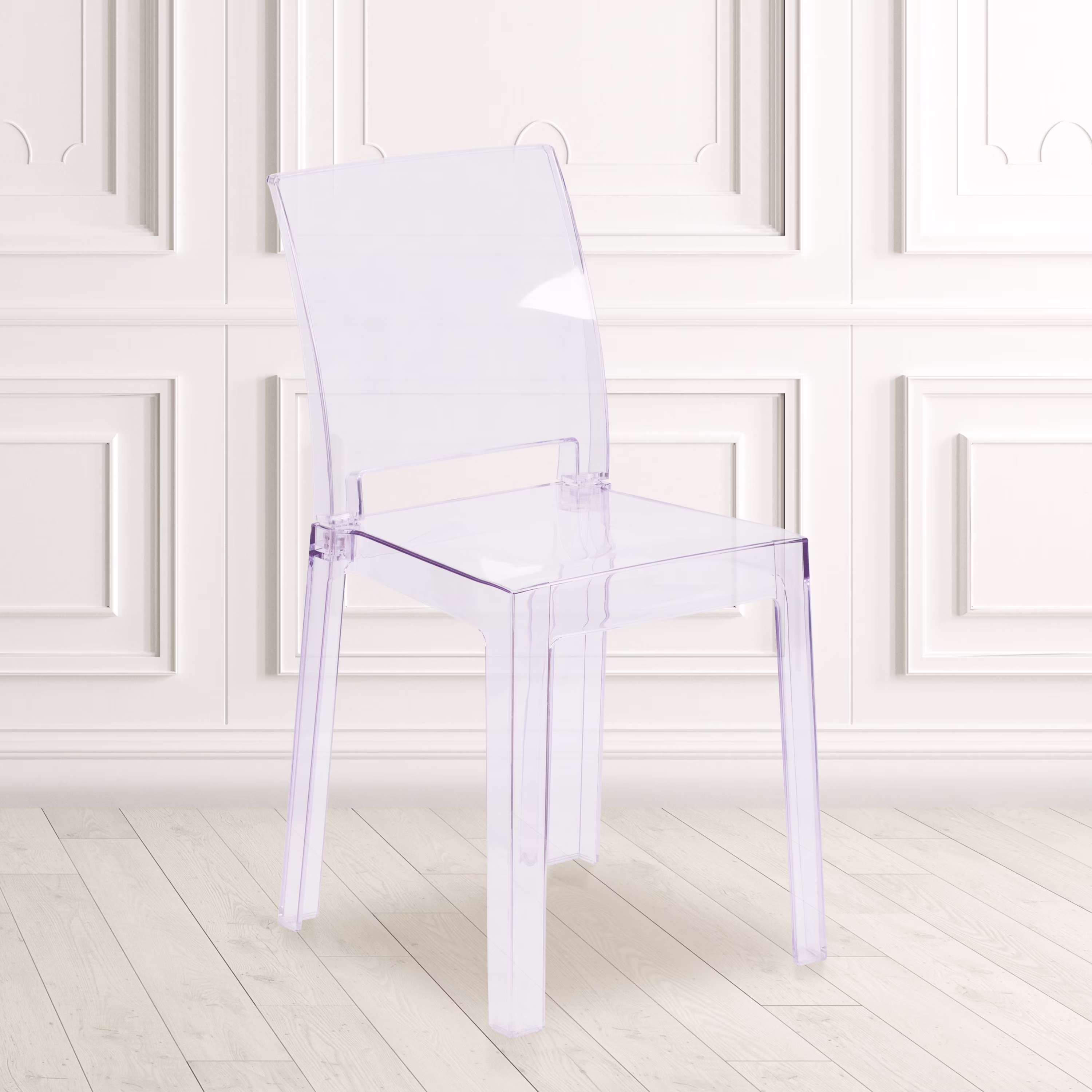 Flash Furniture Ghost Chair with Square Back in Transparent Crystal