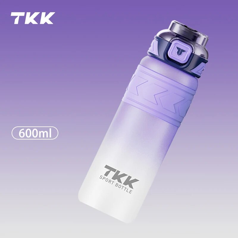 600/800/1000ml Sports Watter Bottle Tritan BPA-free Portable Leak-proof Plastic Drinkware Outdoor Fitness Gradie Kettle 600ml Purple-white