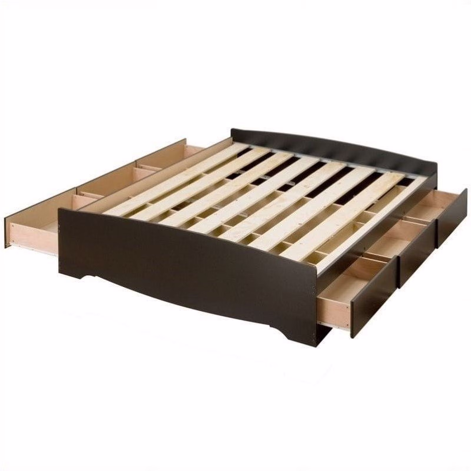 Bowery Hill Contemporary Wood King Platform Storage Bed with 6 Drawers in Black