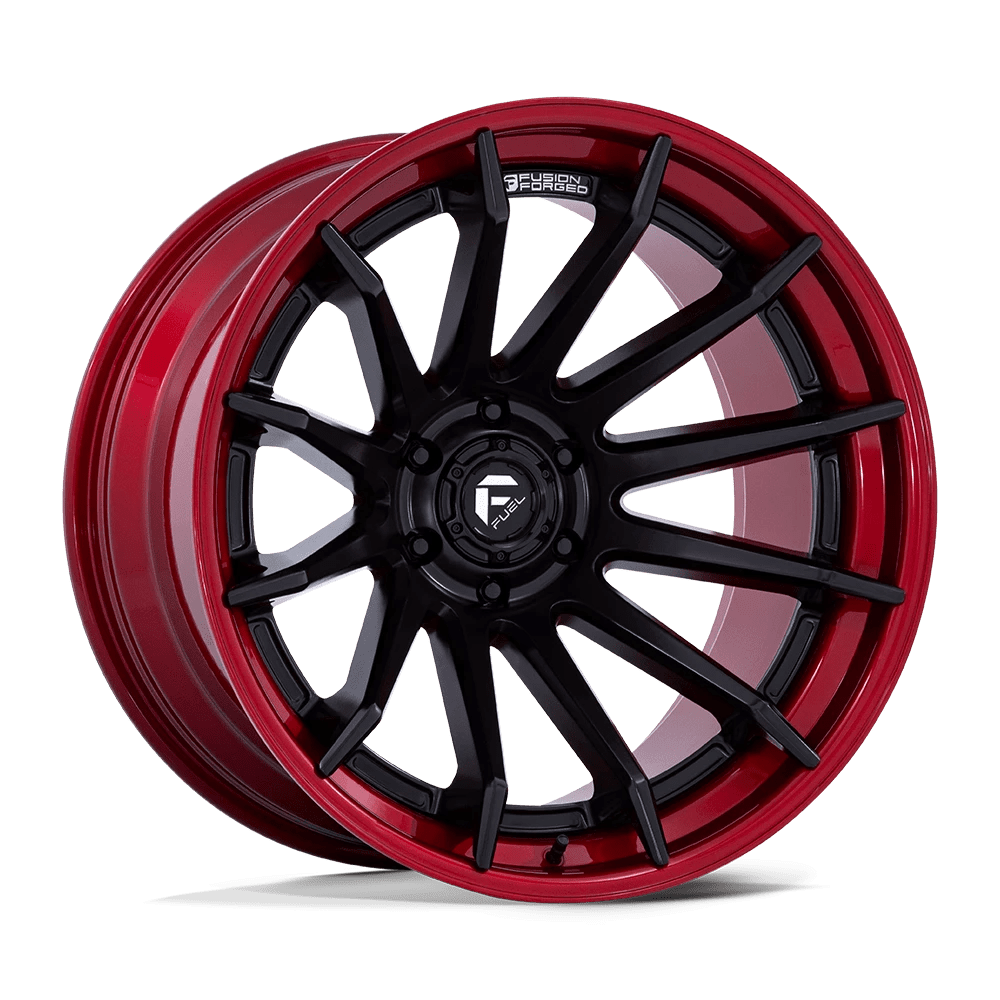 22x10 Fuel FC403 Burn Matte Black W/ Candy Red Lip FORGED Wheel 5x5 (-18mm)