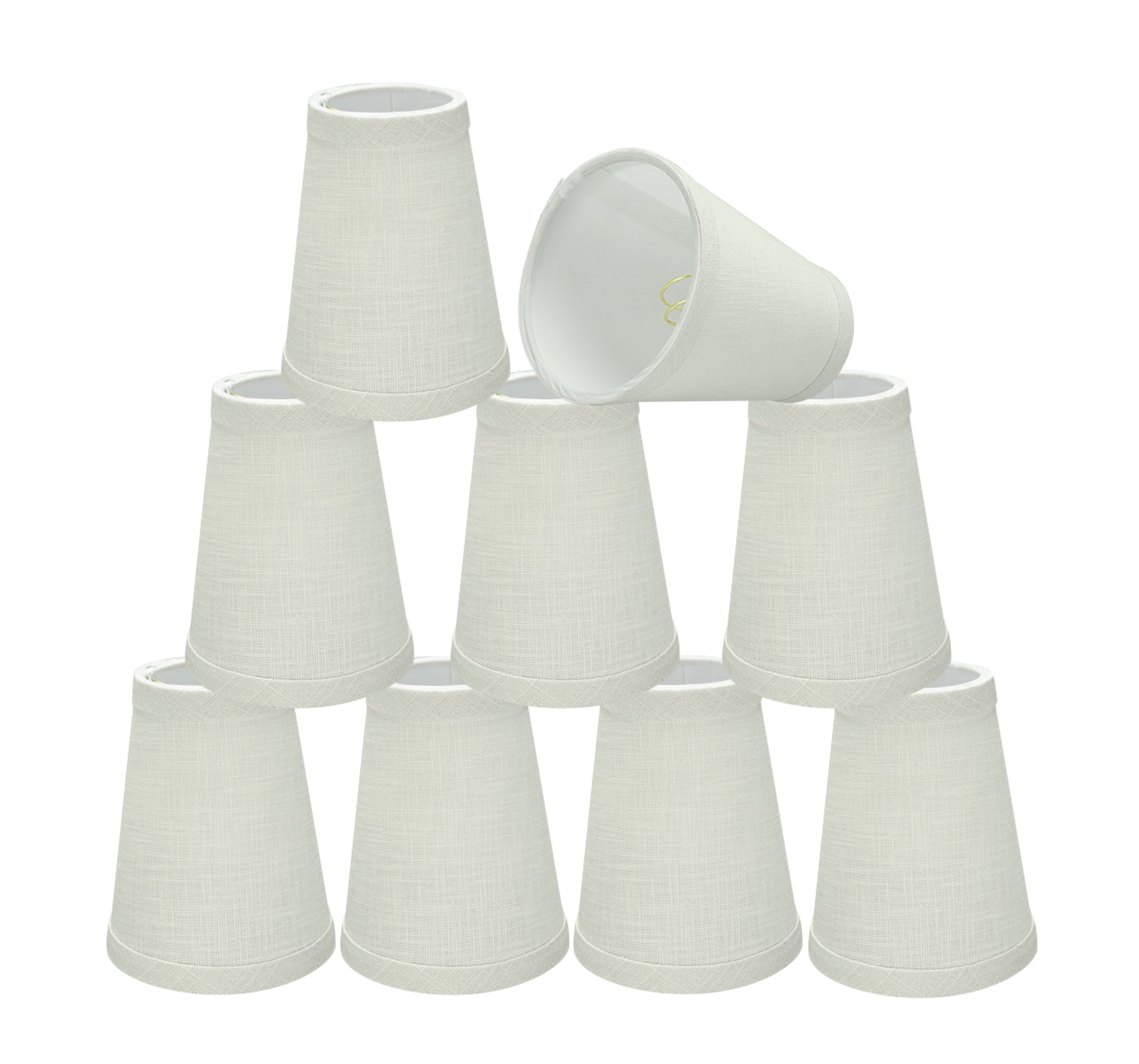 Aspen Creative 32664-9 Small Hardback Empire Shape Chandelier Clip-On Lamp Shade Set (9 Pack), Transitional Design in White, 4