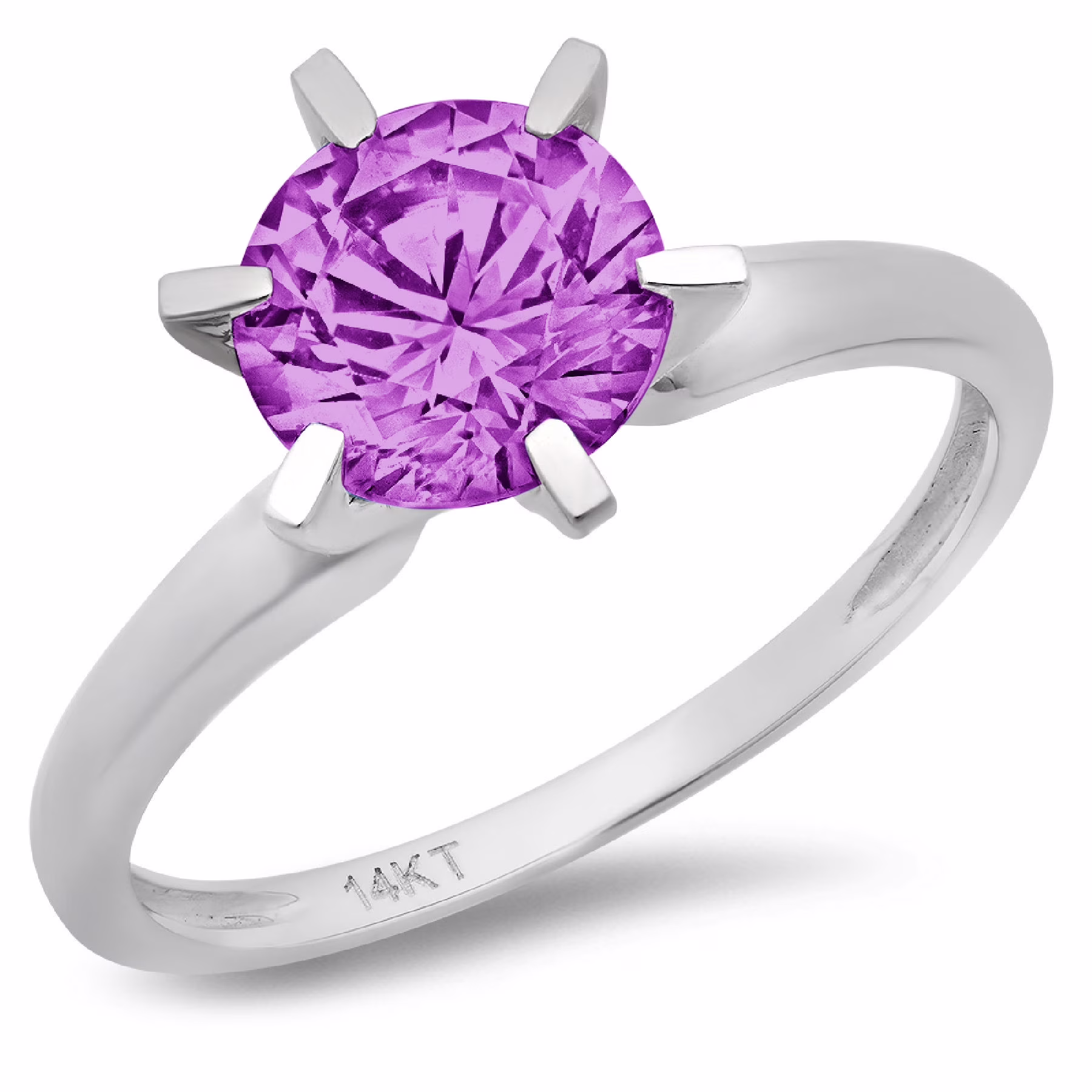 0.5 ct Brilliant Round Cut Clear Simulated Diamond 18K White Gold Solitaire Ring SZ 6.75