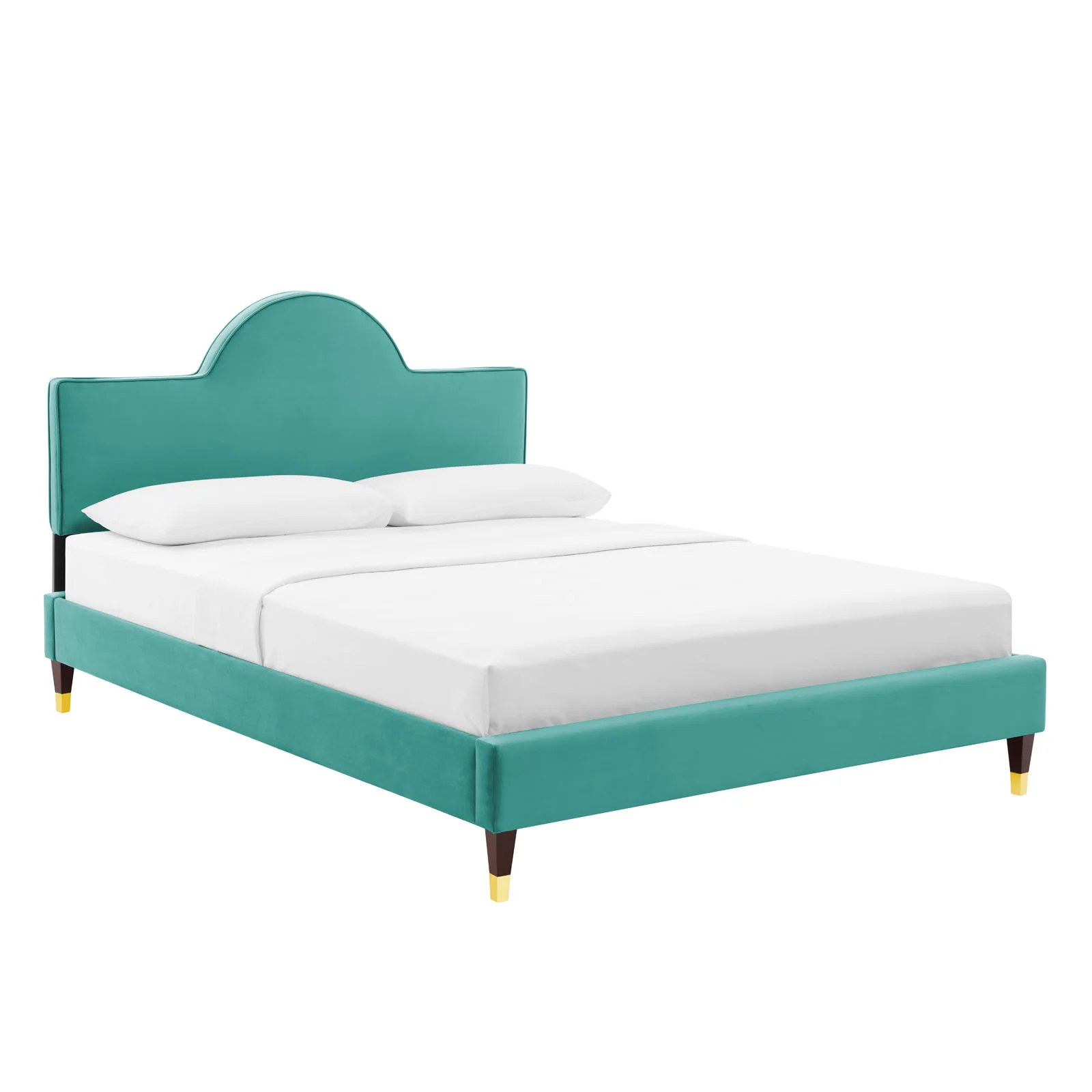 Modway Aurora Performance Velvet King Bed in Teal