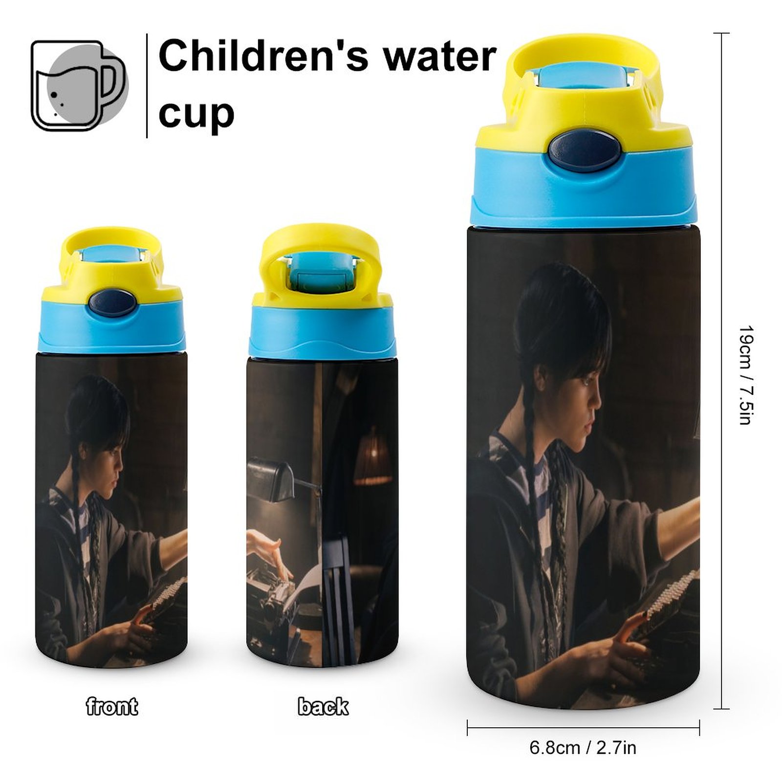 Wednesday Abilities Children's Water Bottle Vacuum Insulated Stainless Steel Cup With Straw Toddler Thermoses