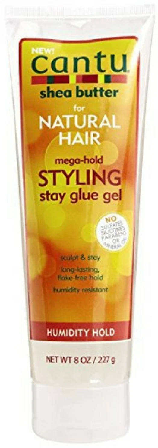 Cantu Natural Hair Mega-Hold, Styling Stay Glue Gel 8 oz (Pack of 6)