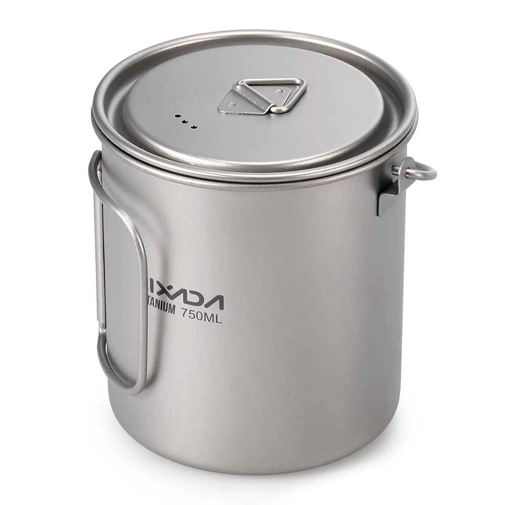 Lixada Folding Spork Cookware Set, 3-Piece Pot, Cup, and Mug with Collapsible Handle - Ideal for Backpacking and Camping