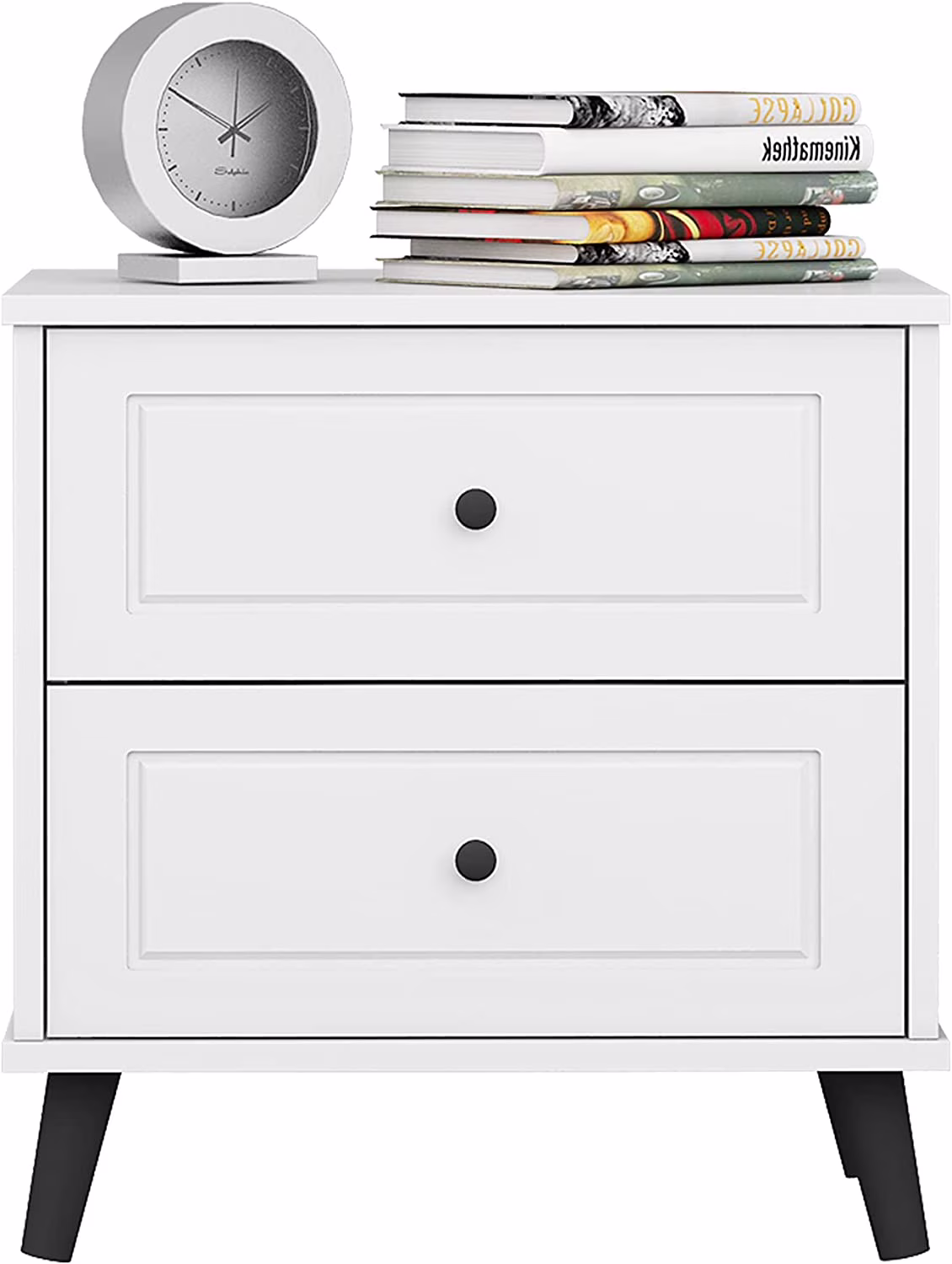 HOMEFORT Modern Wood Nightstand, Beside Table, Night Stands for Bedroom, Sofa End Table, Side Table, 2-Drawer Dresser Chest for Living Room, White