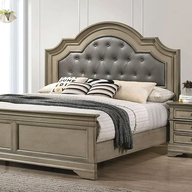 Antique Warm Gray Solid Wood King Bedroom Set 5pcs FOA CM7181 Lasthenia