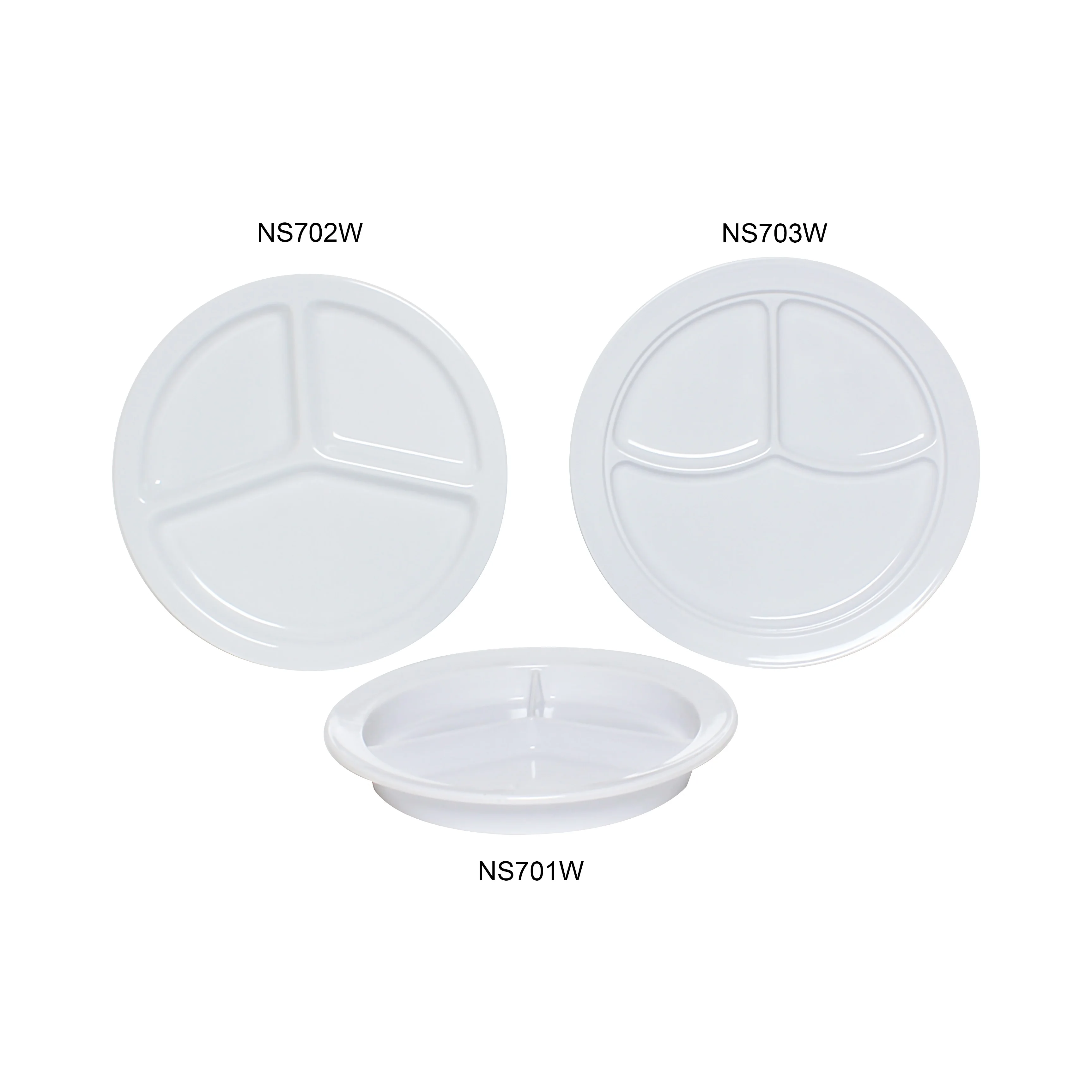 Excellante Nustone White Melamine Dinnerware Collection 10 Inch, 3 Compartment Plate, Comes in Dozen