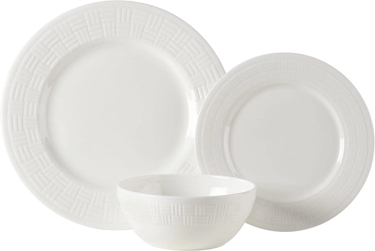 Kamryn Bone Chip Resistant 12 Piece Dinnerware Set, White, Service for 4