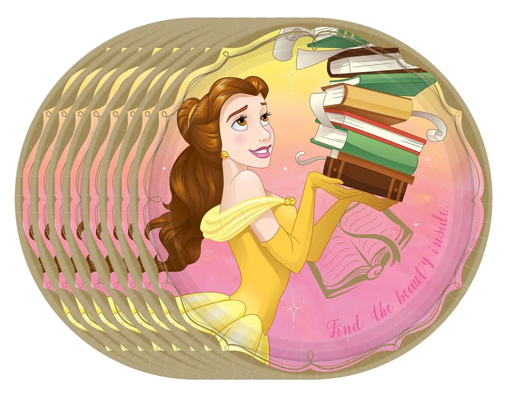 Belle Disney Princess Birthday Party Supplies Bundle Pack includes 16 Lunch Paper Plates and 16 Lunch Paper Napkins (Bundle for 16)