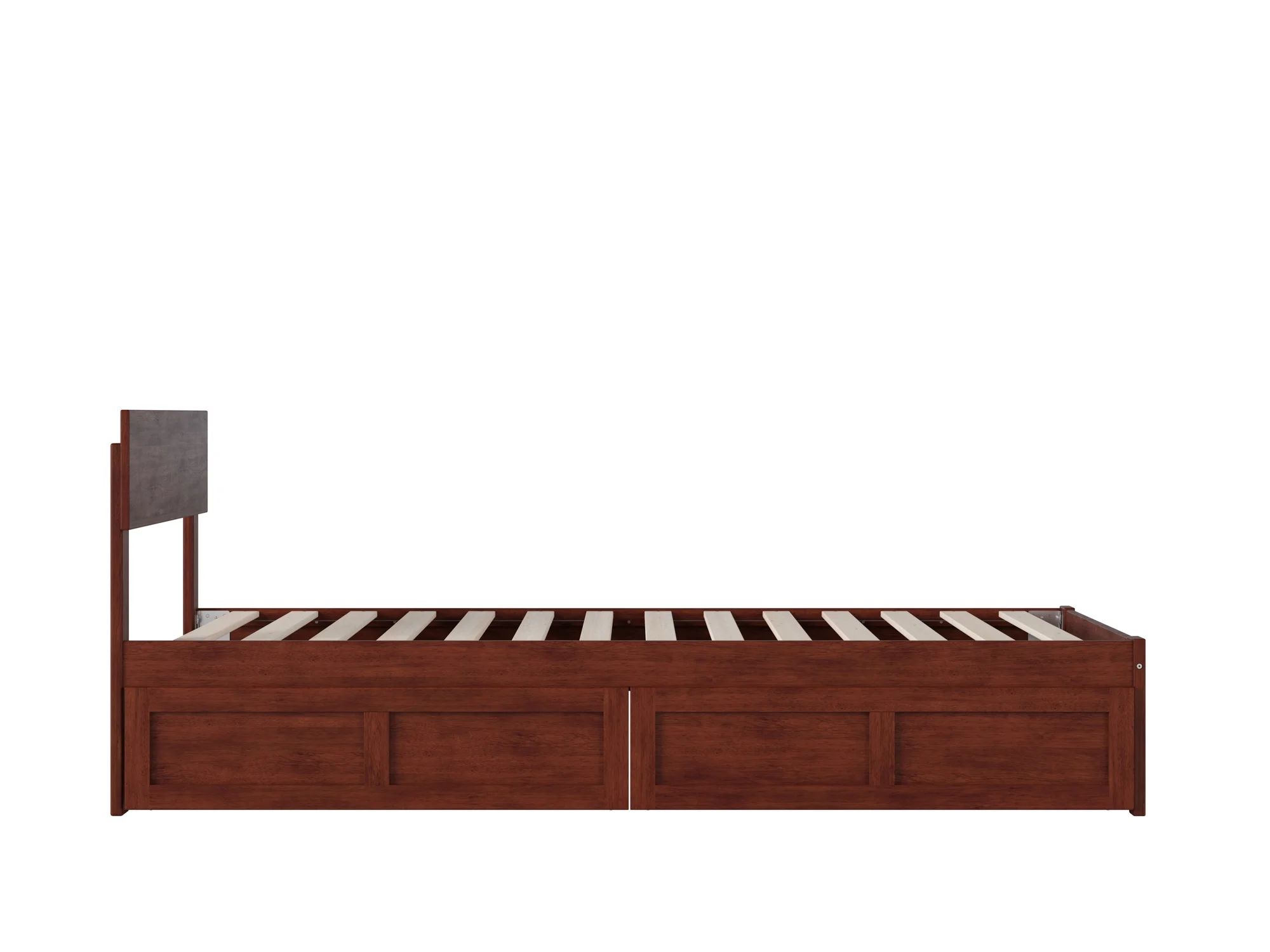 Boston Twin Extra Long Bed with 2 Extra Long Drawers in Walnut