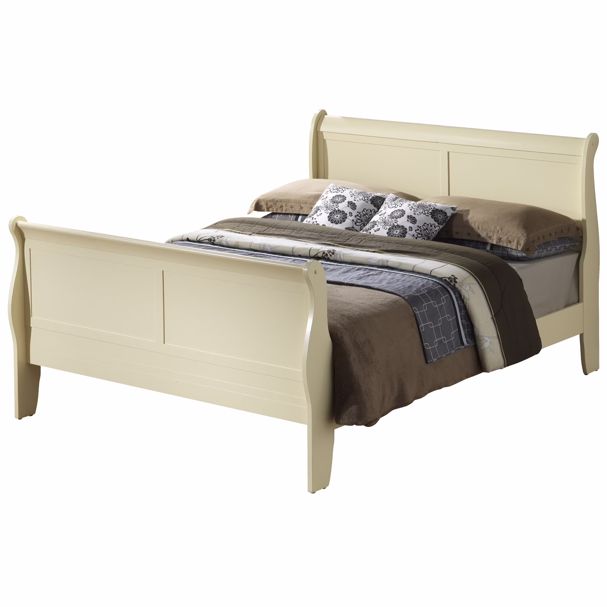 Passion Furniture Louis Philippe Beige King Sleigh Wood Bed PF-G3175A-KB