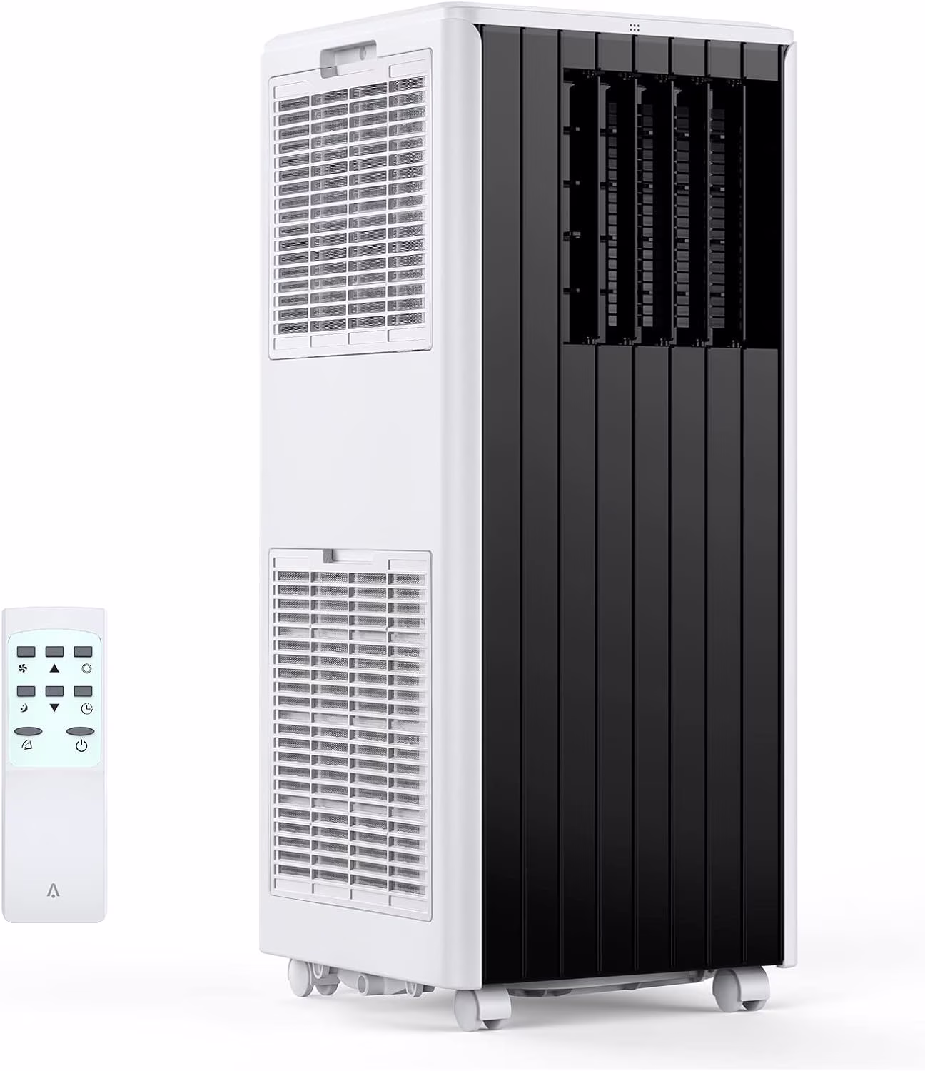 8,000 BTU Portable Air Conditioner Cools Up to 350 sq. ft. with Remote Control, LED Touch Panel, Built-in Dehumidifier, Fan, 3 in 1 Compact Indoor AC Unit for Home Office Dorm RV.Black+White