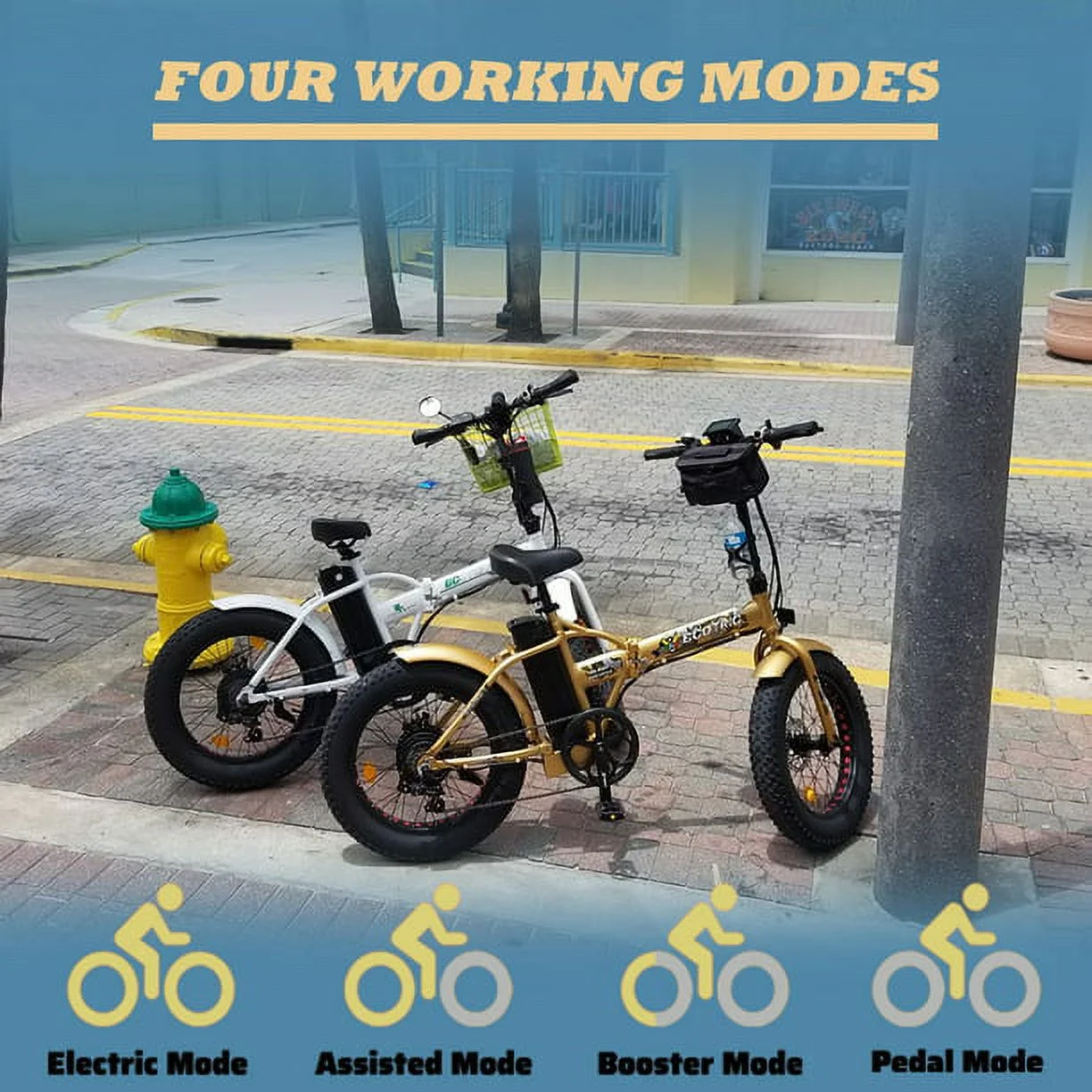 ECOTRIC 20 Inch Fat Tire e-Bike 500W 48V Foldable frame Pedal Assist Commute Bike 7 Speed A-E516646