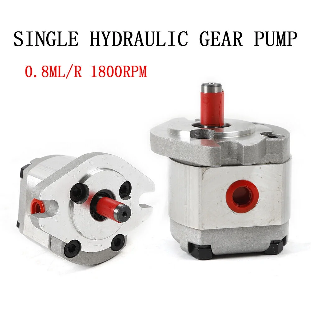 ZhdnBhnos 0.8ML/R Hydraulic Gear Pump Flat Keyed Shaft SAE Flange Mounting Mini High Pressure Gear Pump Aluminum Alloy 21MPa