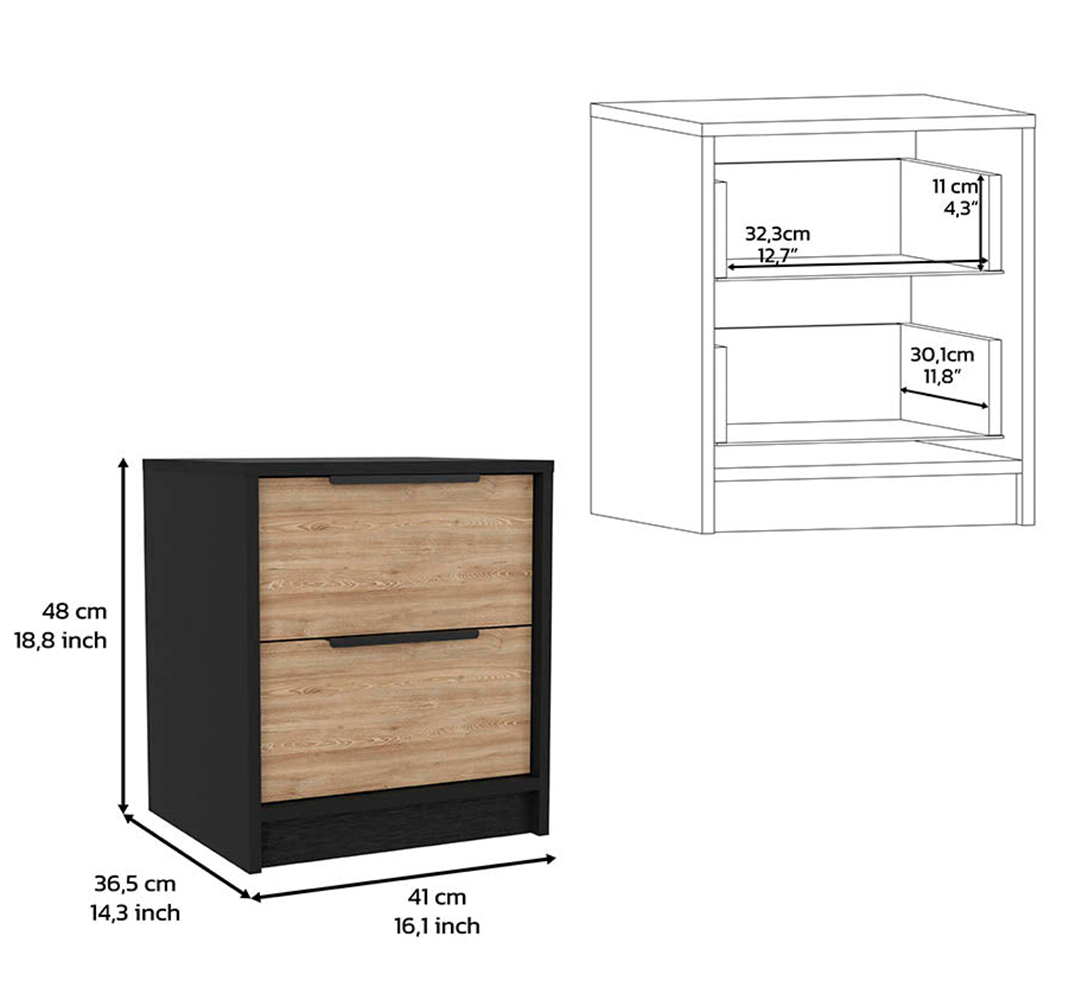 CoSoTower 3-Piece Bedroom Set, Two Nightstands and Dresser, Black and Pine