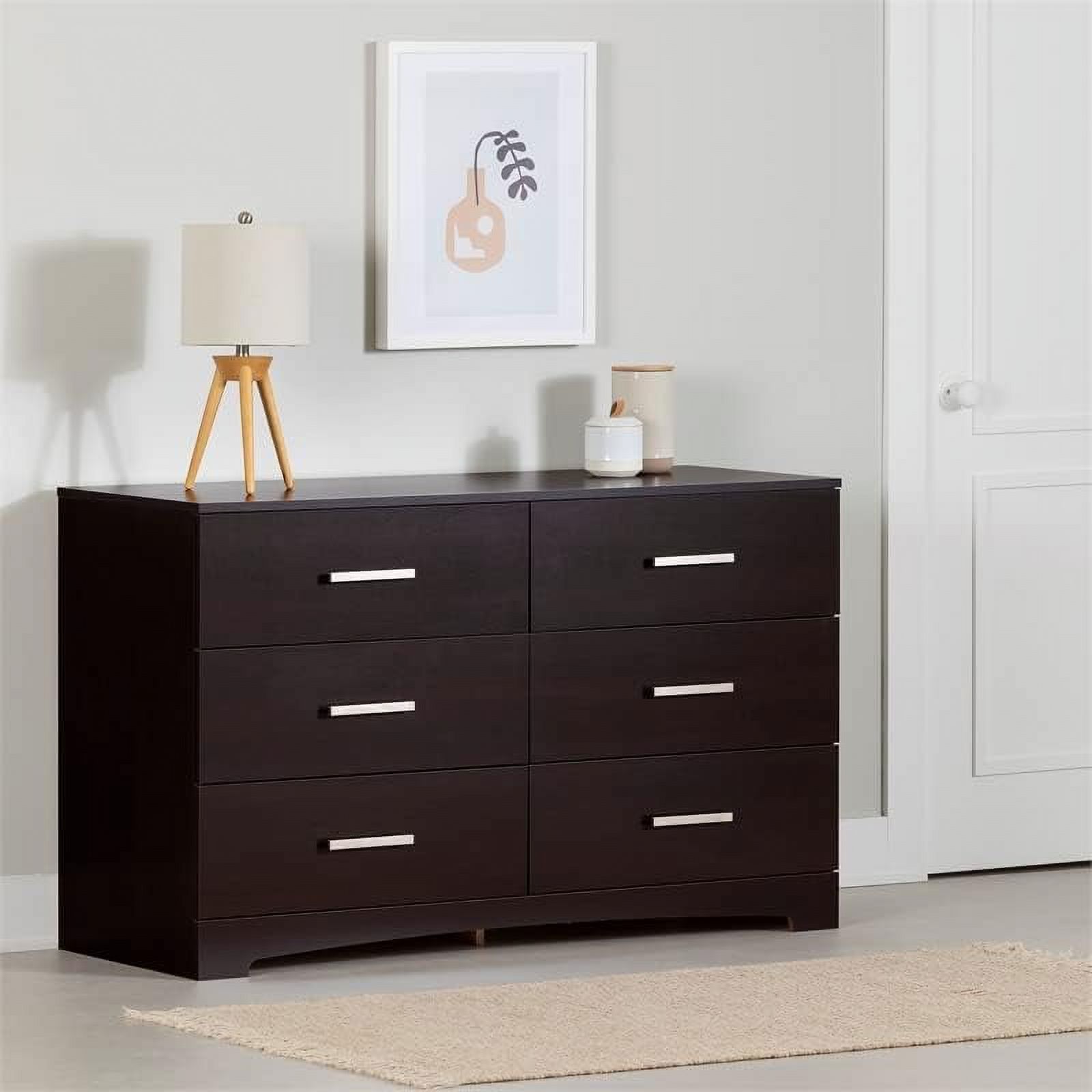 6-Drawer Double Dresser Chocolate