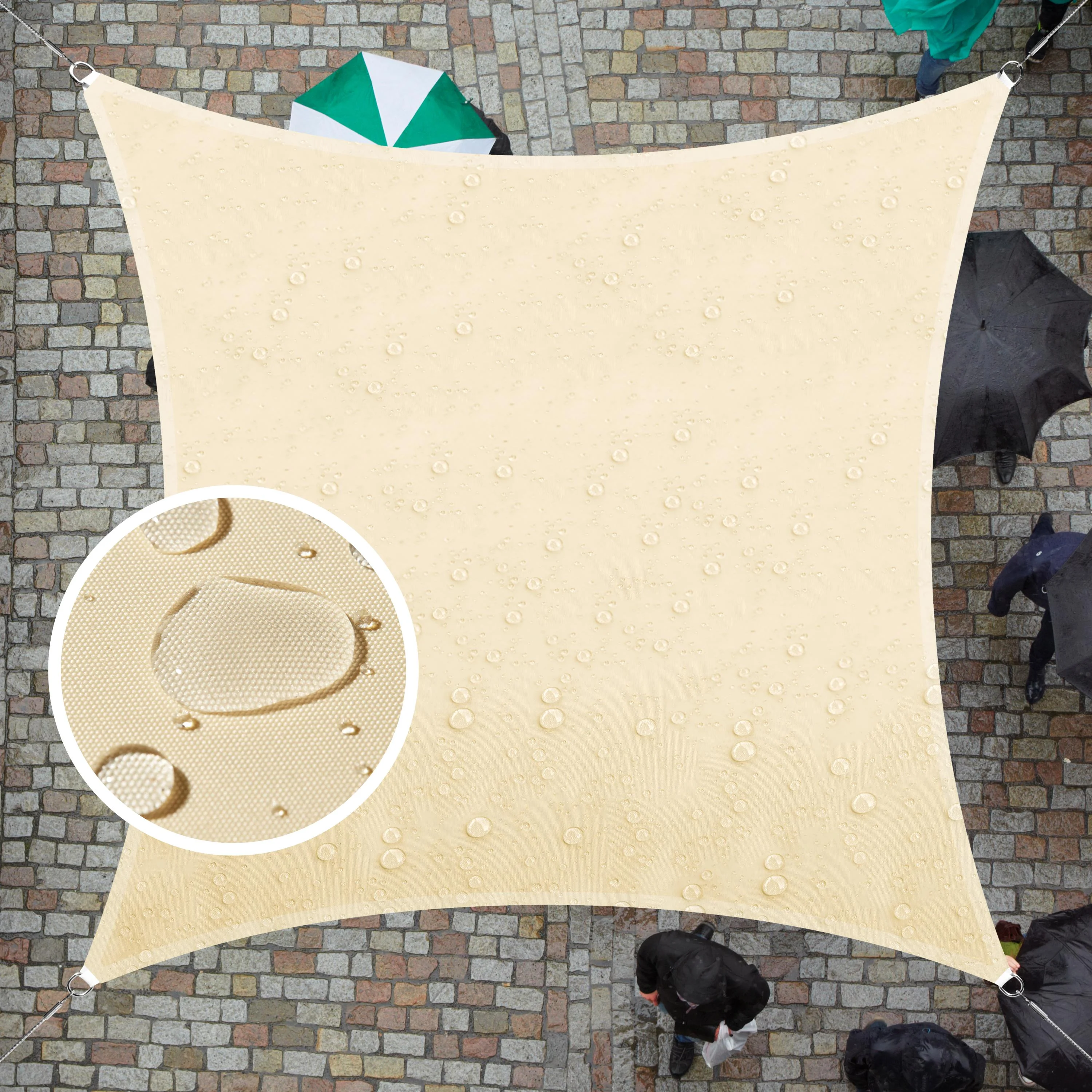 ColourTree 9' x 16' Custom Size Beige Rectangle Waterproof Sun Shade Sail Canopy Awning Shelter, 95% UV Blockage UV & Water Resistant, Outdoor Patio Garden Carport (We Make Custom Size)