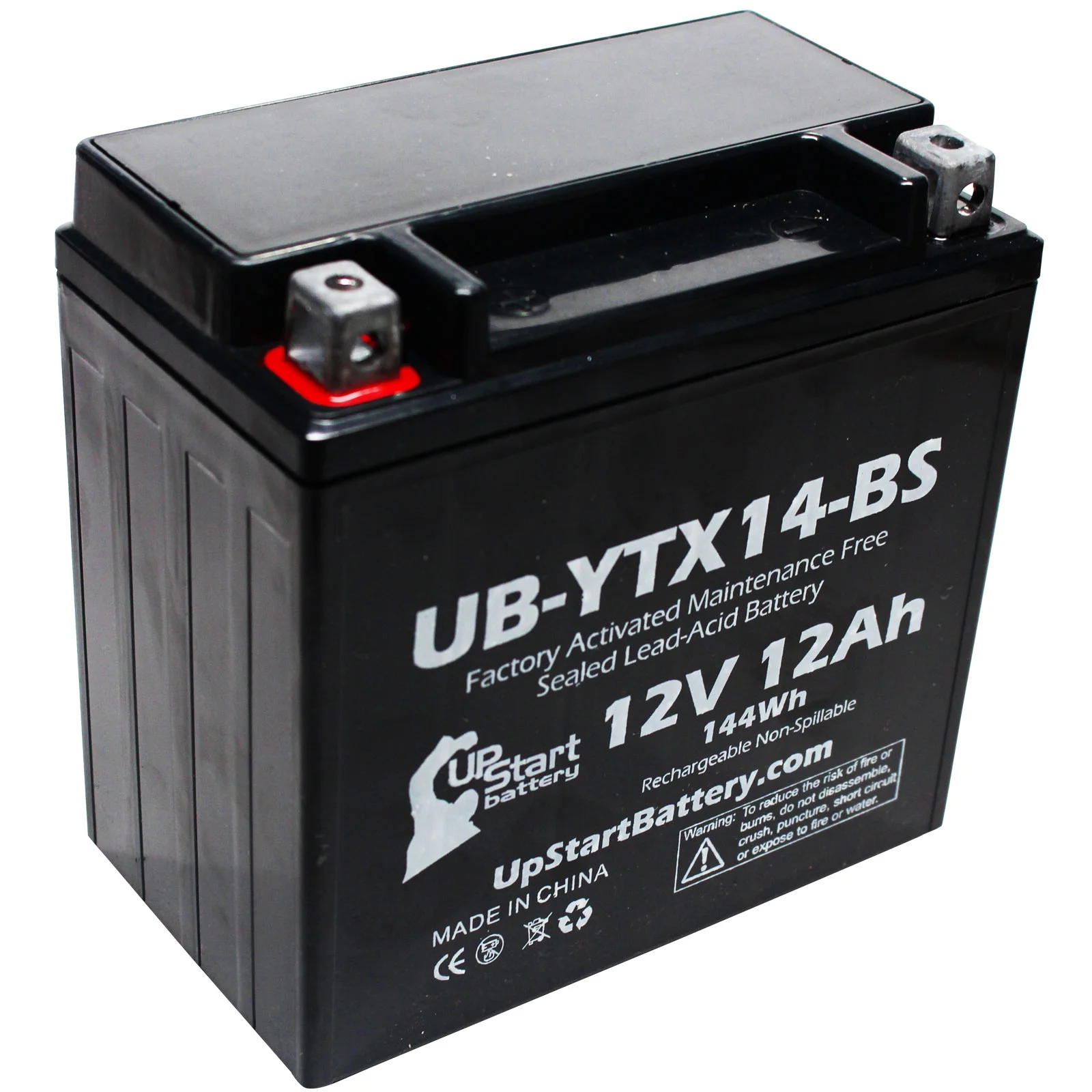 UpStart Battery Replacement 2010 Hyosung GT650, R, S 650 CC Factory Activated, Maintenance Free, Motorcycle Battery - 12V, 12AH, UB-YTX14-BS