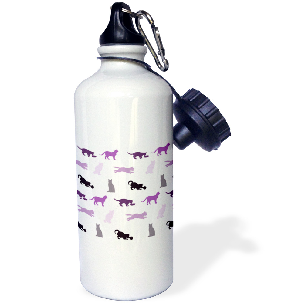 Purple cats pattern - cat silhouette print - contemporary modern stylish feline pet kitty design 21 oz Sports Water Bottle wb-112979-1