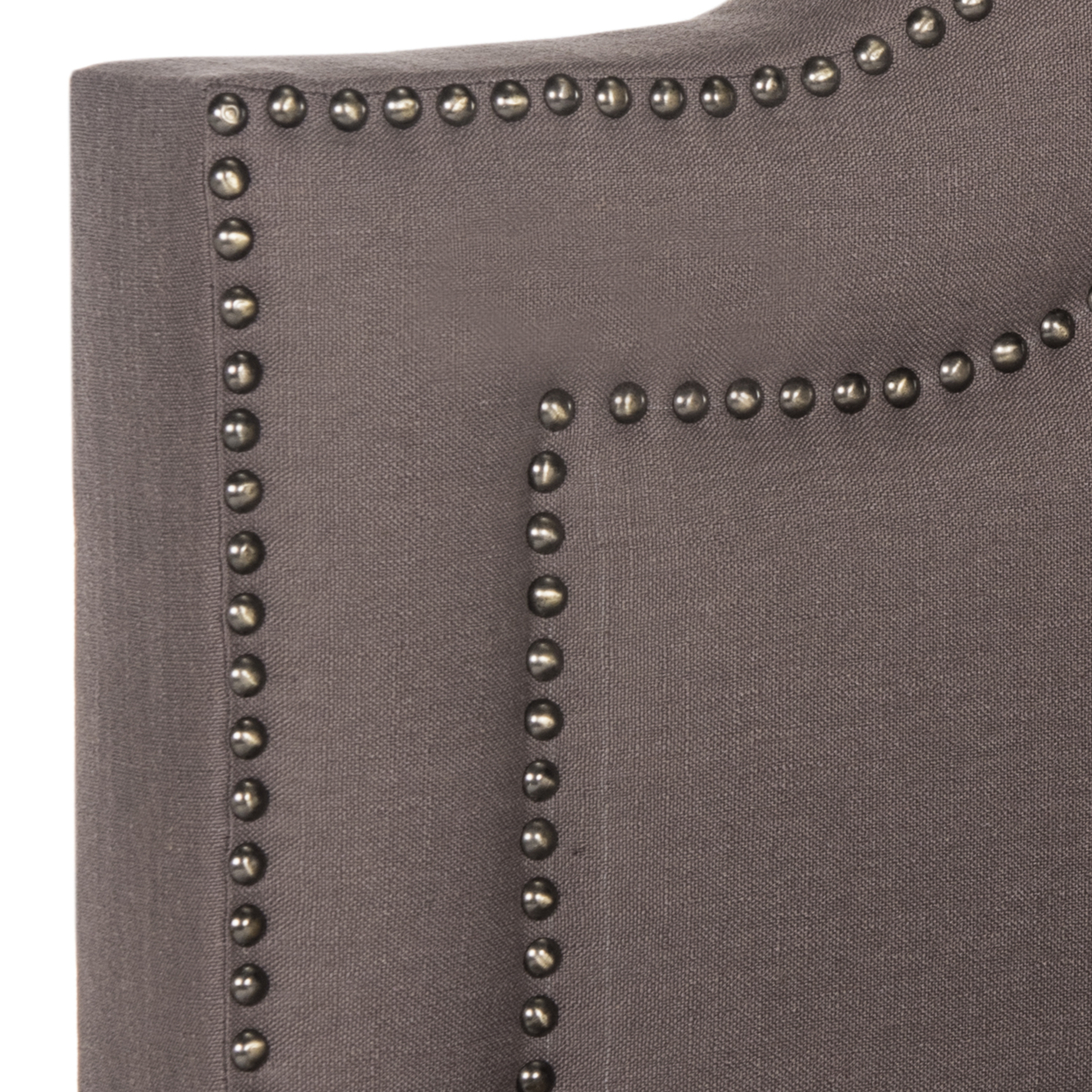 SAFAVIEH Theron Modern Elegant Upholstered Bed Frame with Nail Heads, Twin, Dark Taupe