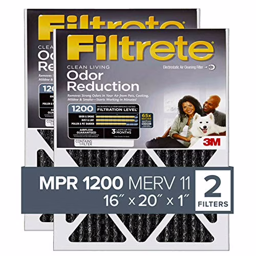 Filtrate AOR00-2PK-1E 16x20x1, AC Furnace Air Filter, MPR 1200, Allergen Defense Odor Reduction, 2-Pack