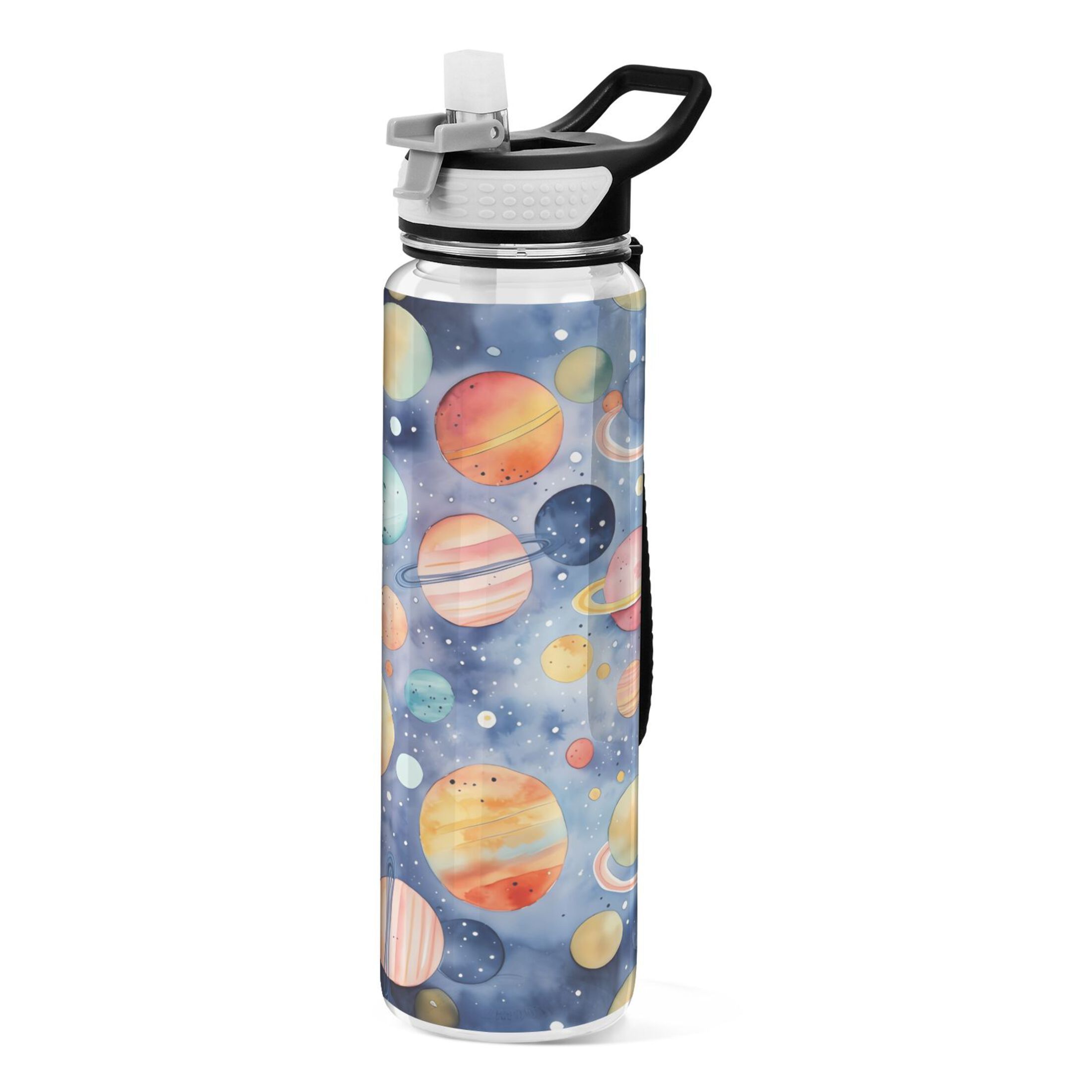 Space Cartoon 32oz Water Bottles with Straw Tritan Leakproof Sports Bottle BPA Free Clear for Fitness Gym Swimming Cycling