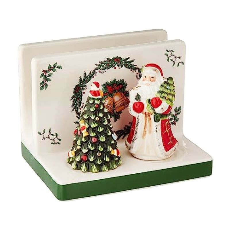 Spode Christmas Tree Napkin Holder with Salt & Pepper Set, Made of Earthenware