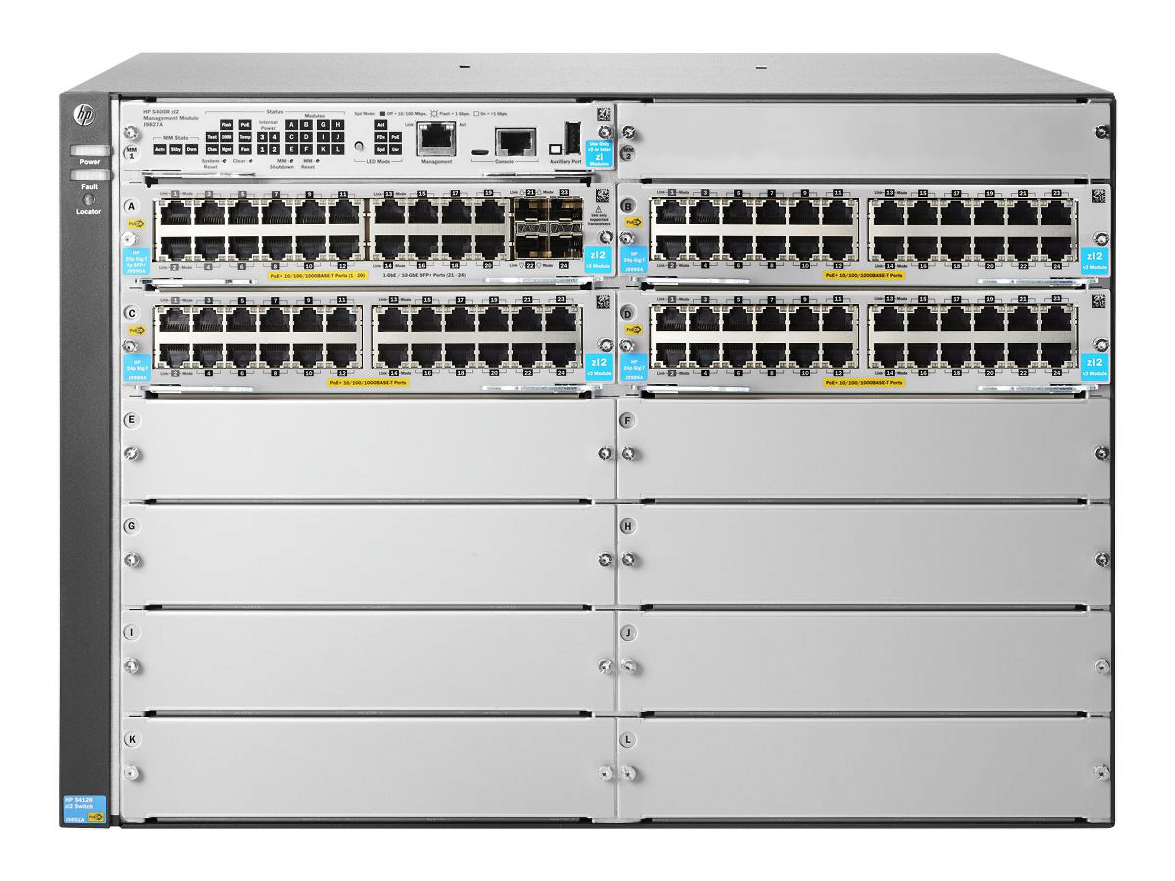 Aruba 5412R 92GT PoE+ / 4SFP+ (No PSU) v3 zl2 - switch - 92 ports - managed - rack-mountable