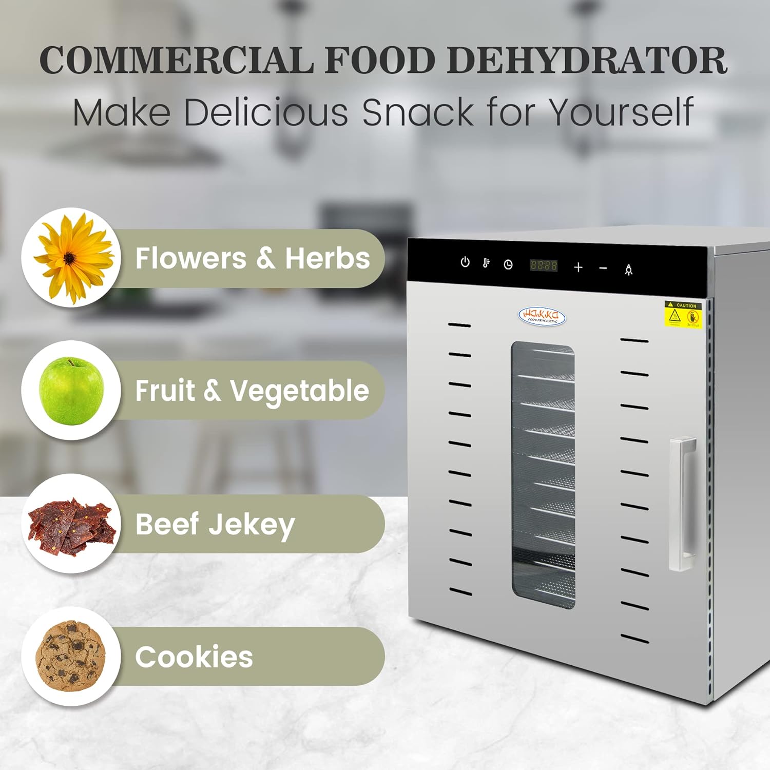 Dehydrator , 12 Trays  Dehydrator Machine For Jerky/Vegetables/Fruits/Meat/Dog Treats/Herbs, Stainless Steel, 1000W