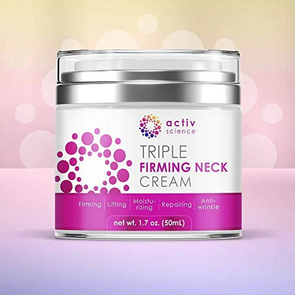 ACTIVSCIENCE Neck Firming Cream - Natural Anti-Aging Facial Moisturizer with Retinol, Collagen & Hyaluronic Acid - Day & Night Anti-Wrinkle Hydrating Face Cream - 1.7Oz