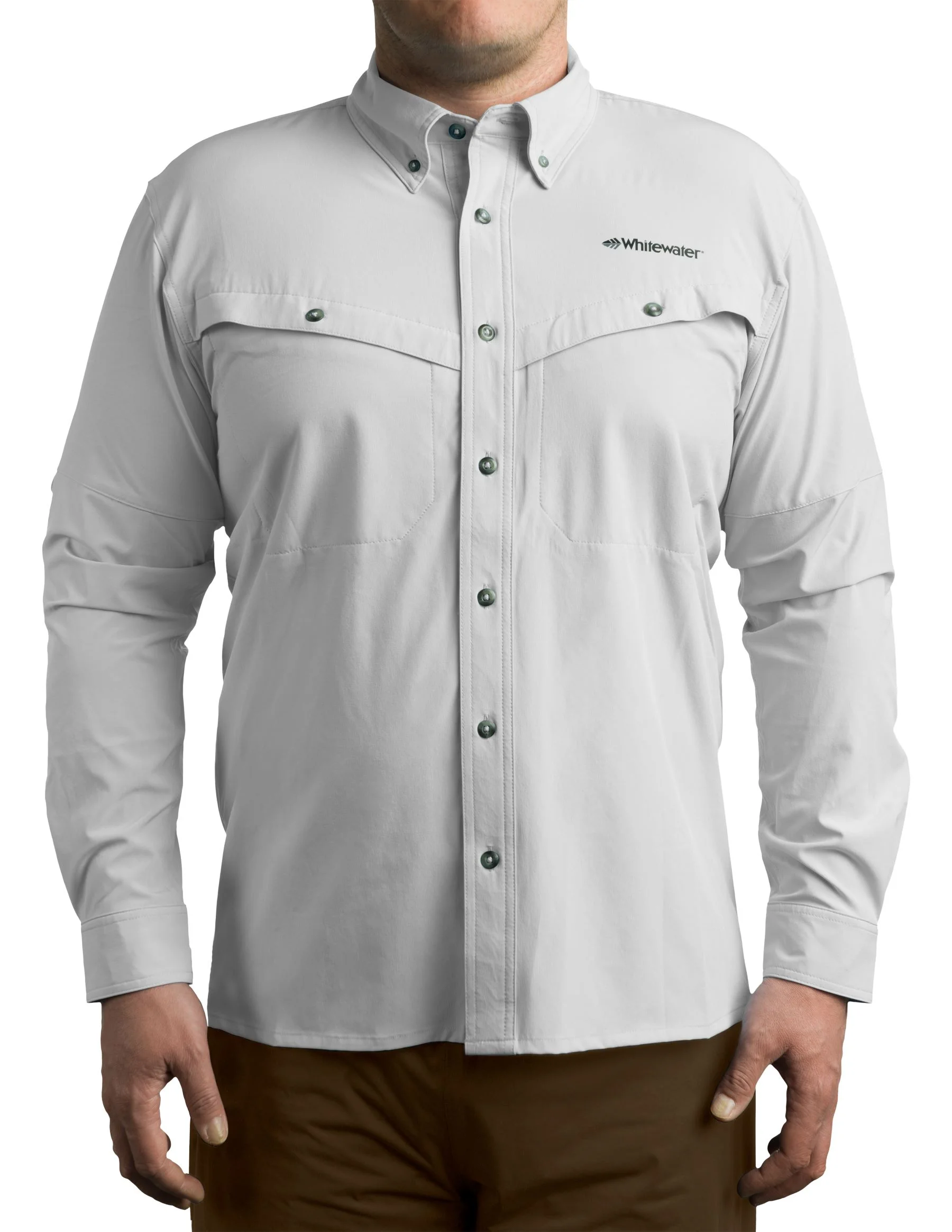 Whitewater Lightweight Moisture Wicking Long Sleeve Fishing Shirt with UPF 50 (Glacier Grey, XX-Large)