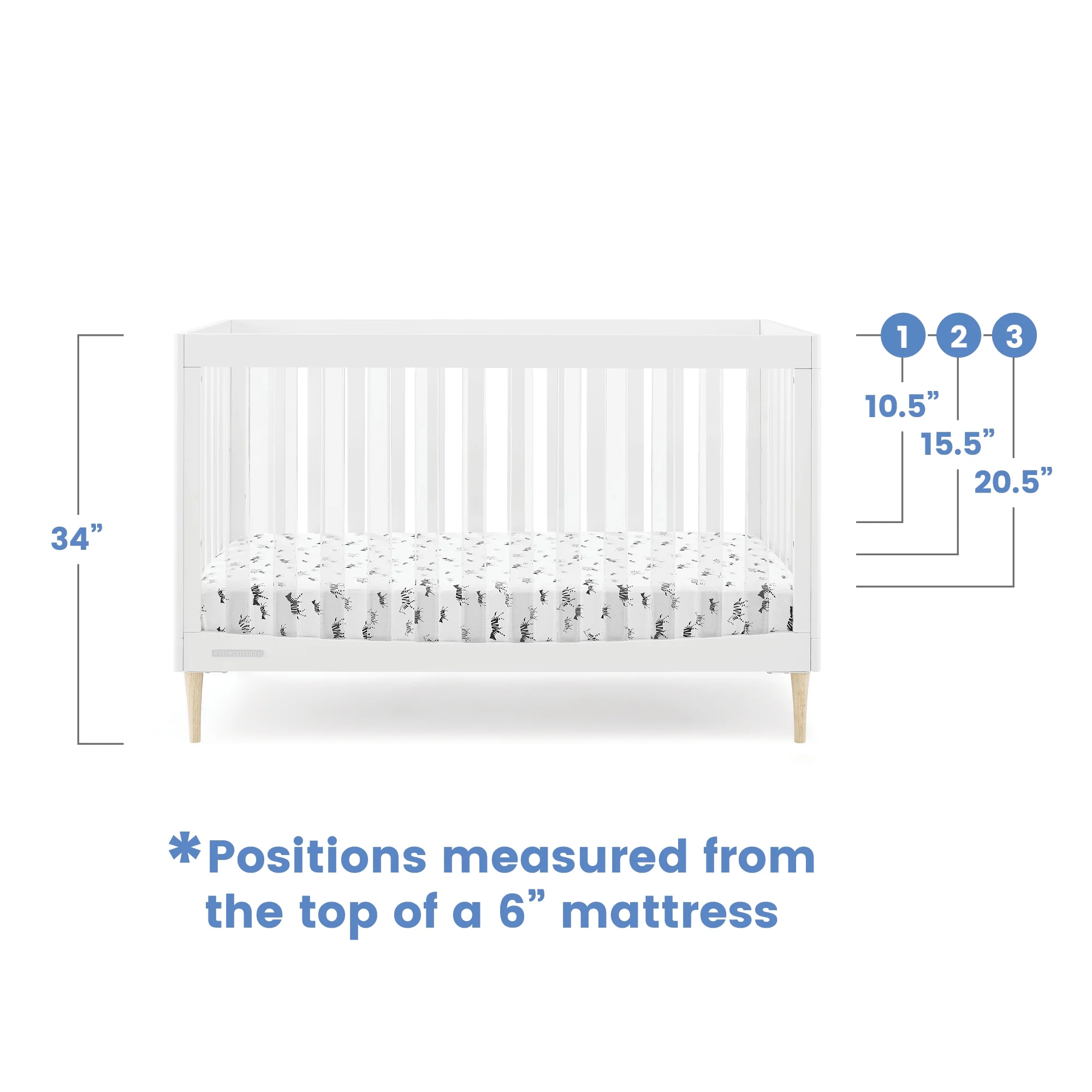 Delta Children Austin Acrylic 4-in-1 Convertible Baby Crib - Greenguard Gold Certified, Bianca White/Natural