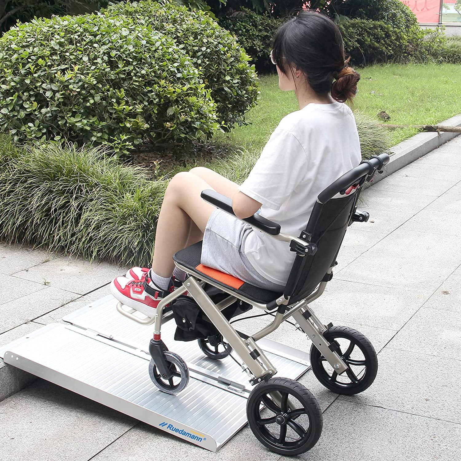 Ruedamann 2ft Threshold Ramp, Wheelchair Ramps for Home,Steps,Stairs,Handicaps,Doorways,Folding Ramps for Wheelchairs, Holds Up to 600lbs (MR607-2)