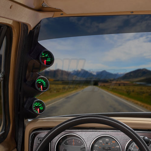 GlowShift 1986-1993 Dodge Ram Cummins Triple Gauge Package with Black 7 Color DS1 Gauge Set