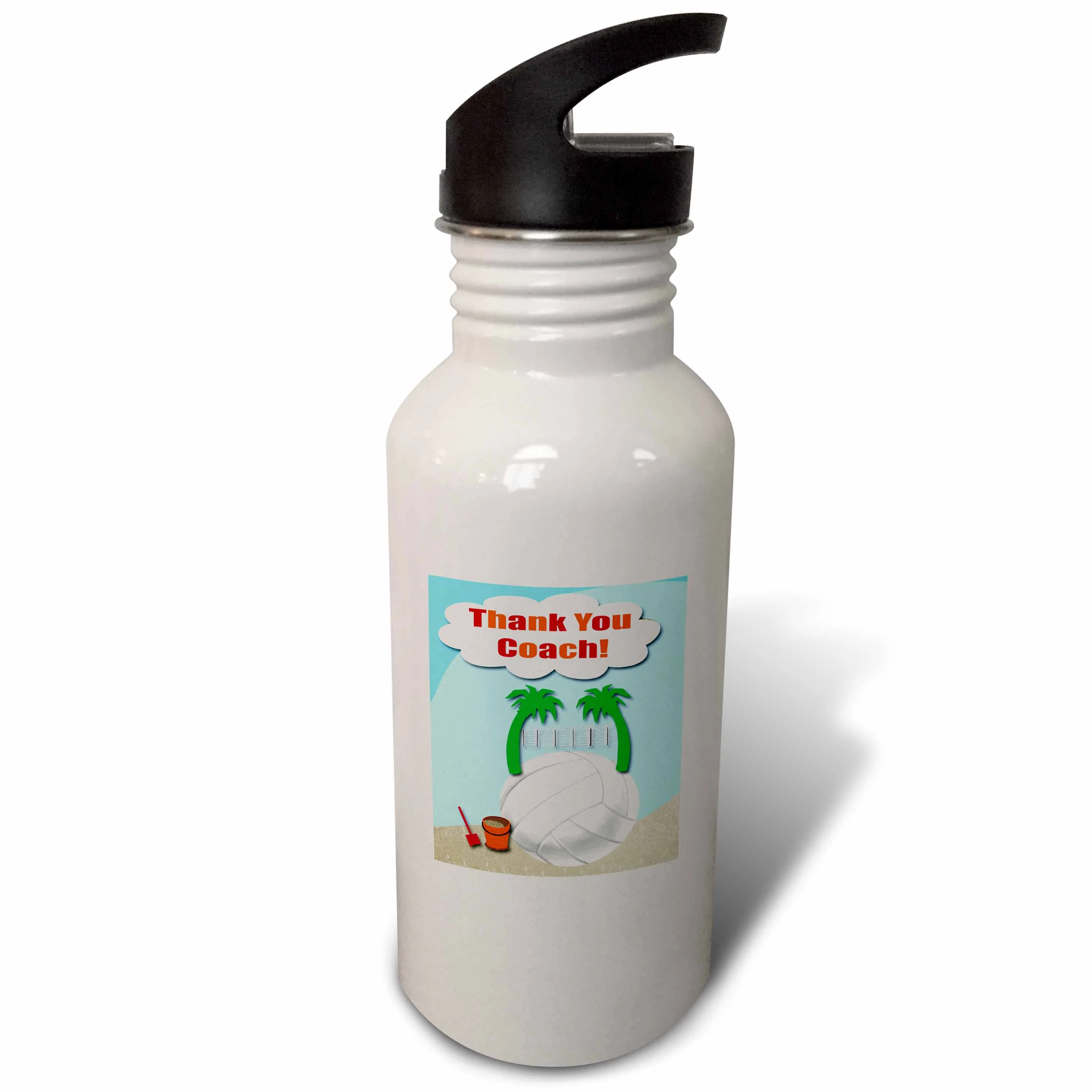 Thank You Volleyball Coach, Palm Trees on Volleyball  21 oz Sports Water Bottle wb-108425-1